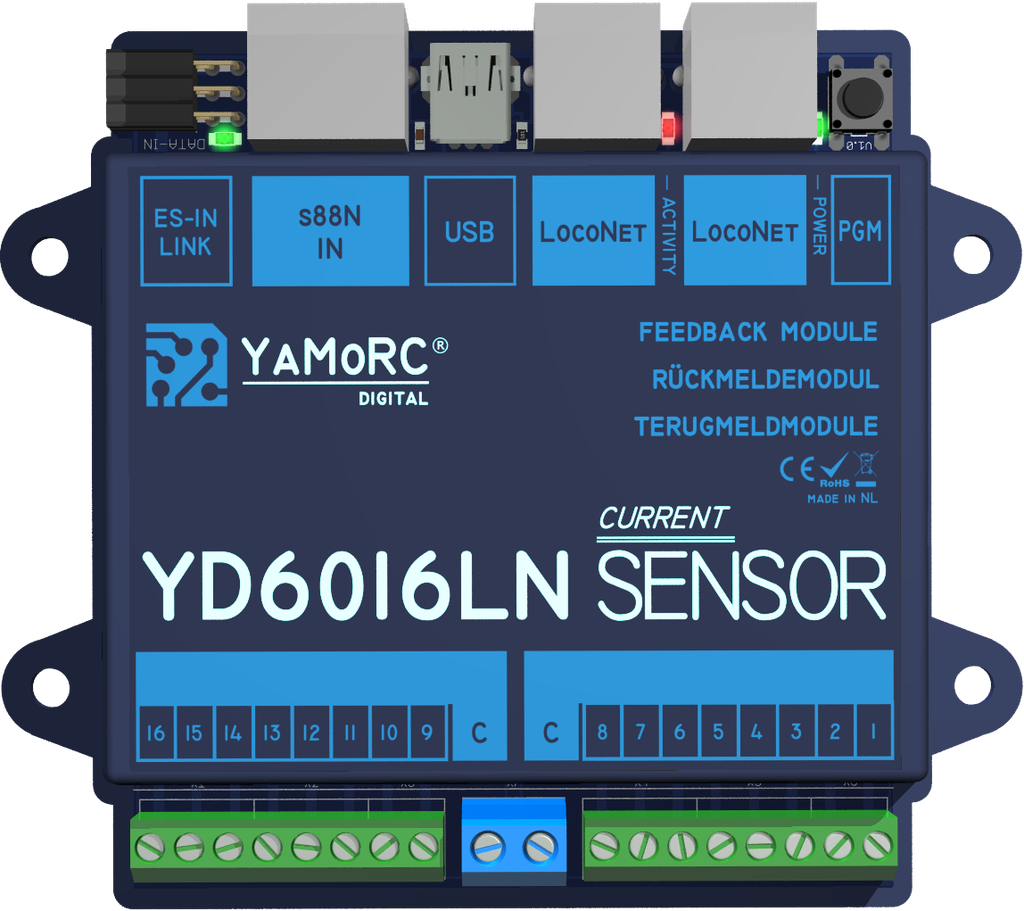 [YaMoRC YD6016LN-CS] YaMoRC YD6016LN-CS 16x LocoNet, Current Sense with s88