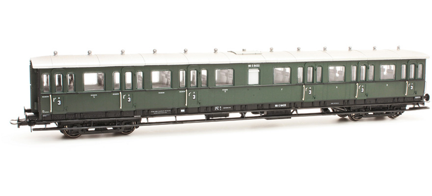 NS C12c C6431, vert olive, toit alu, 3e classe, 1932 H0 Voiture à compartiments C12c NS Artitec 20.251.05  
