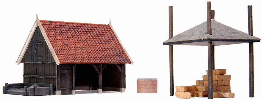 Remise + accessoires H0 1:87 Kit en résine (PU), non peint Artitec 10.188  