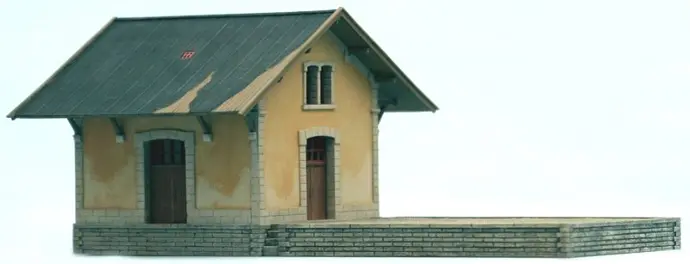 Bâtiment de stockage français H0 1:87 Kit en résine (PU), non peint Artitec 10.247  