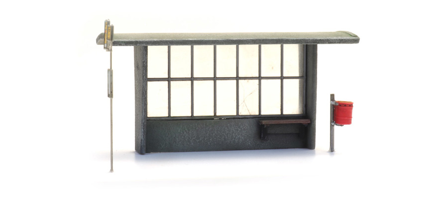 Abribus en béton pour bus et train (3x) H0 1:87 Kit de construction en résine et pièces gravées, non peintes Artitec 10.378  