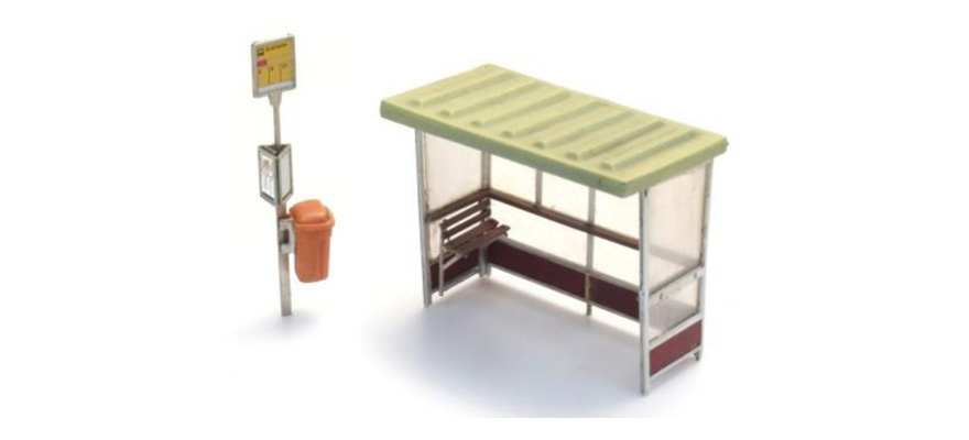 Arrêt de bus des années 70/80 à aujourd'hui H0 1:87 Kit de construction en résine et pièces gravées, non peintes Artitec 10.388  