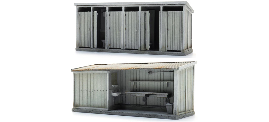 Douche et bloc sanitaire Camping H0 1:87 Kit de construction en résine et pièces gravées, non peintes Artitec 10.435  