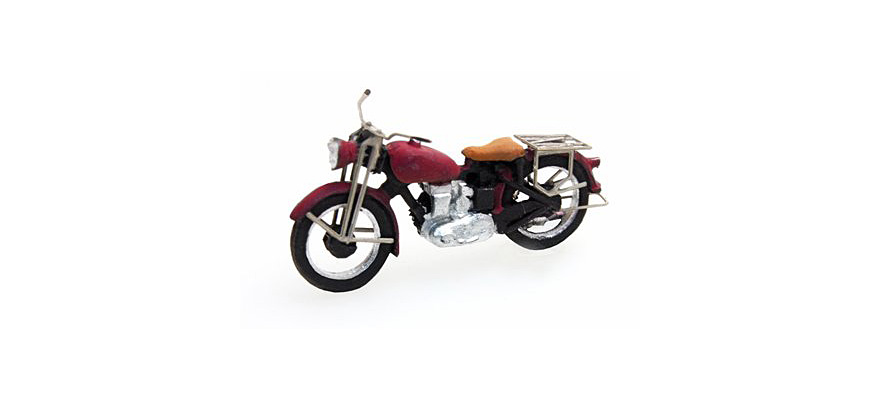 Moto Triumph rouge H0 1:87 Modèle fini en résine, peint Artitec 387.05-RD  