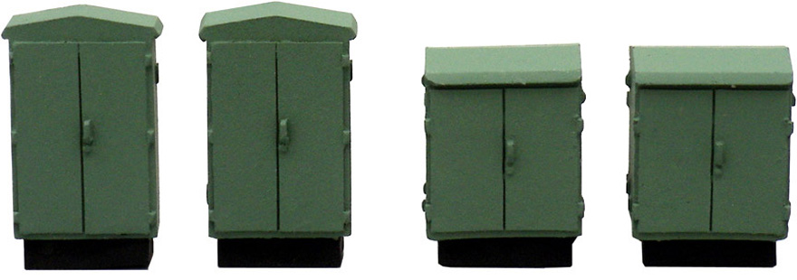 4 boîtiers électriques H0 1:87 Modèle fini en résine, peint Artitec 387.59  