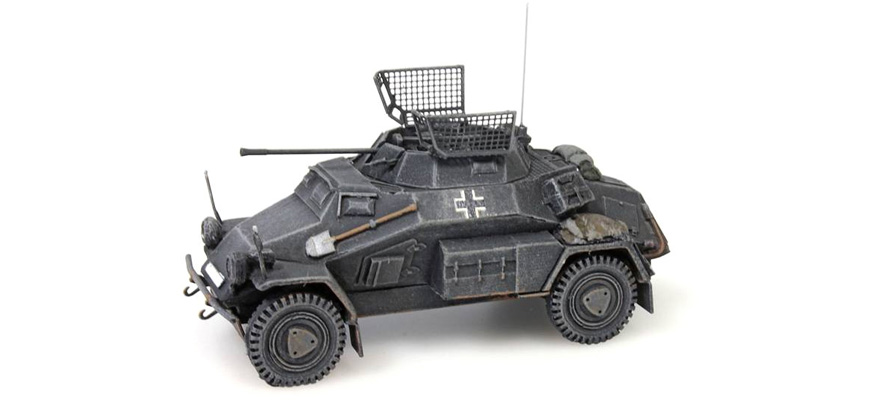 WM Sdkfz 222 4-roues 20 mm gris H0 1:87 Modèle fini en résine, peint Artitec 387.70-GR  