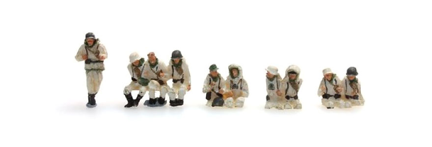 WM équipage Sd.Kfz.251/1B camouflage hivernal H0 1:87 Modèle fini en résine, peint Artitec 387.100-W1  