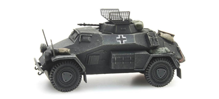 WM Sdfkz 221 4 roues MG 34 gris H0 1:87 Modèle fini en résine, peint Artitec 387.105-GR  