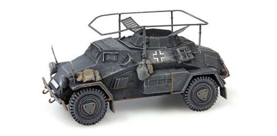 WM Sd. Kfz 223 4 roues MG34 gris H0 1:87 Modèle fini en résine, peint Artitec 387.106-GR  