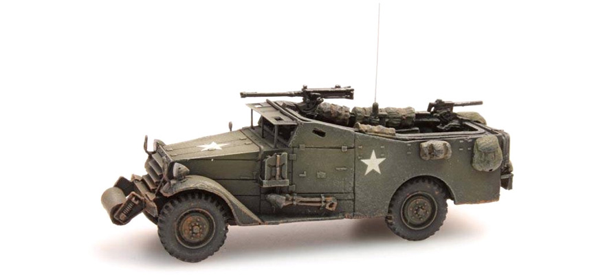 US/UK M3A1 White scout car H0 1:87 Modèle fini en résine, peint Artitec 387.114  