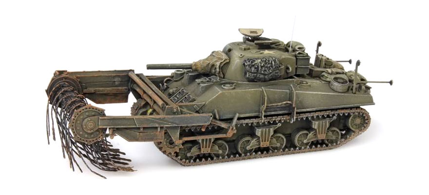 US/UK Sherman M4A4 ""Flail"" H0 1:87 Modèle fini en résine, peint Artitec 387.117  
