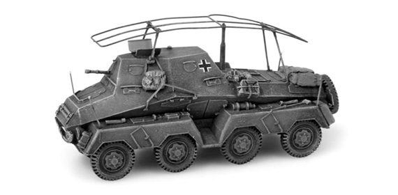 WM Sd. Kfz. 263 Véhicule de reconnaissance radio à 8 roues H0 1:87 Modèle fini en résine, peint Artitec 387.141  