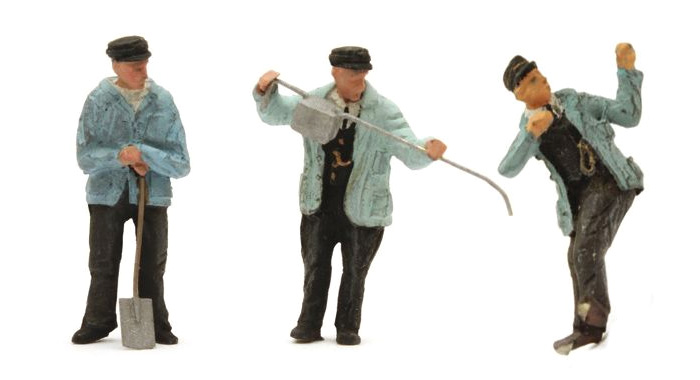 Jeu de 3 figurines de personnel de locomotive à vapeur "Jacob Olie H0 1:87 Modèle fini en résine, peint Artitec 387.178  