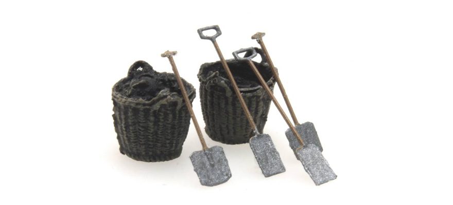 Pelle plate, corbeille, pelle de fouille H0 1:87 Modèle fini en résine, peint Artitec 387.277  