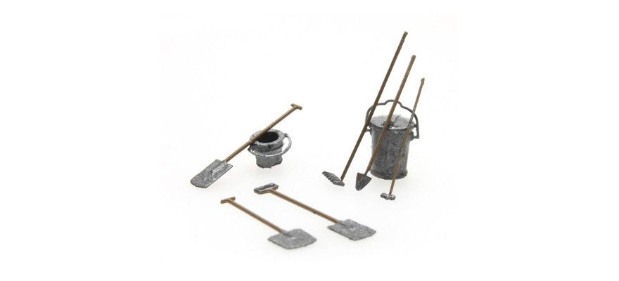 Outils de jardinage H0 1:87 Modèle fini en résine, peint Artitec 387.282  