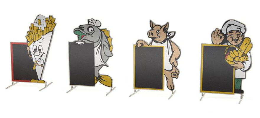 Panneaux publicitaires sur pied "Gastronomie H0 1:87 Modèle fini en résine, peint Artitec 387.340  