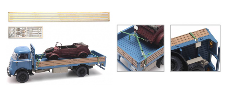 Set : Sangle de serrage, crochets, cales H0 1:87 Modèle fini en résine, peint Artitec 387.351  