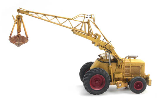 Bischoff Polytrac avec grappin, jaune H0 1:87 Modèle fini en résine, peint Artitec 387.378  