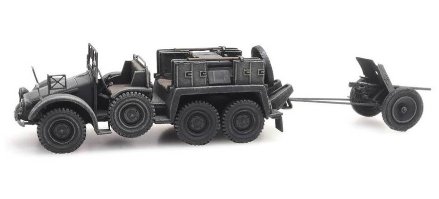 WM Krupp-Protze + 3,7 cm-PaK, gris H0 1:87 Modèle fini en résine, peint Artitec 387.381  