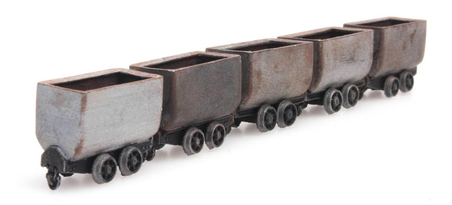 5 chariots de transport H0 1:87 Modèle fini en résine, peint Artitec 387.395  