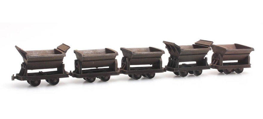 5 camions à benne basculante H0 1:87 Modèle fini en résine, peint Artitec 387.396  