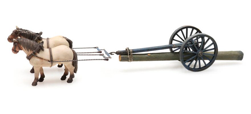 Chars de débardage et chevaux H0 1:87 Modèle fini en résine, peint Artitec 387.425  