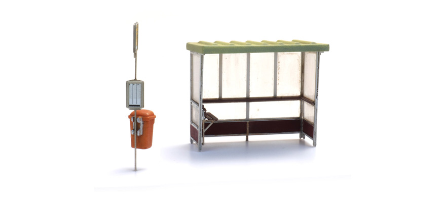 Arrêt de bus des années 70/80 à aujourd'hui H0 1:87 Modèle fini en résine, peint Artitec 387.454  