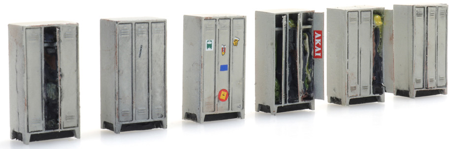 Casiers en acier (6x) H0 1:87 Modèle fini en résine, peint Artitec 387.473  