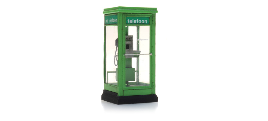 Cabine téléphonique PTT-Vert années 80-90 H0 1:87 Modèle fini en résine, peint Artitec 387.484  
