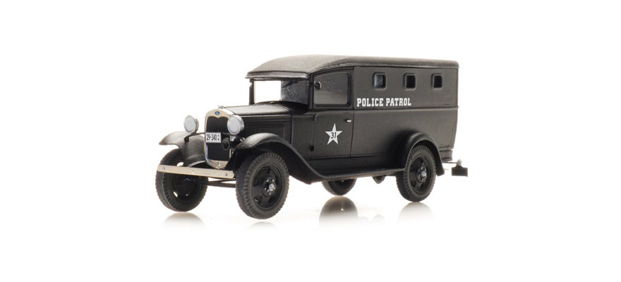 Voiture de patrouille Ford Model AA H0 1:87 Modèle fini en résine, peint Artitec 387.528  