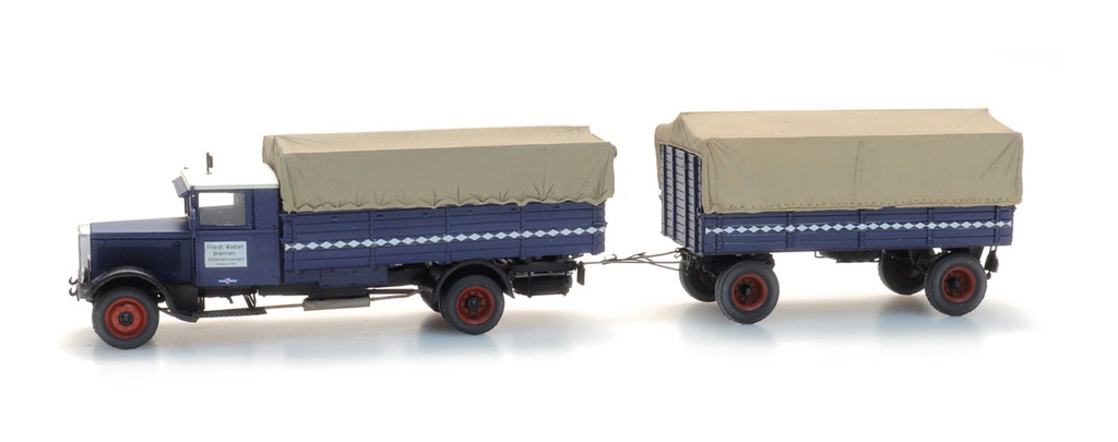 Hansa Lloyd avec remorque H0 1:87 Modèle fini en résine, peint Artitec 387.537  