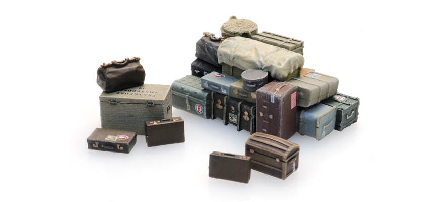 Ancienne valise de cabine et bagages H0 1:87 Modèle fini en résine, peint Artitec 387.568  