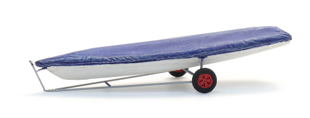 Voilier Laser sur remorque H0 1:87 Modèle fini en résine, peint Artitec 387.594  