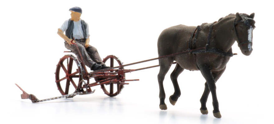 Barre de coupe avec cheval + figurine H0 1:87 Modèle fini en résine, peint Artitec 387.610  