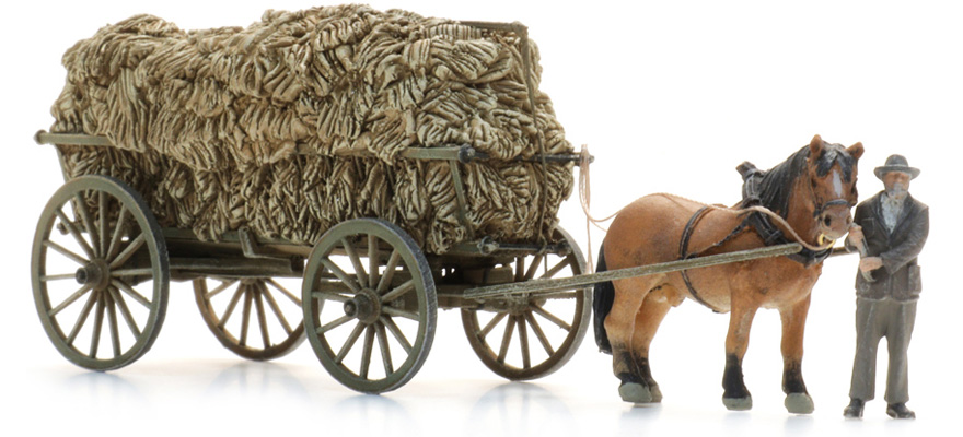 Chariot à échelle pour la fenaison + figurine H0 1:87 Modèle fini en résine, peint Artitec 387.619  