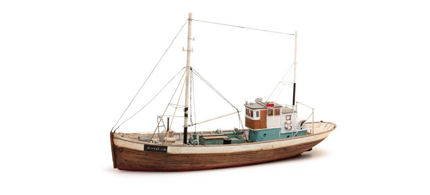 Bateau de pêche norvégien Framtid Ligne de flottaison H0 1:87 Modèle de bateau kit Résine (PU), non peint Artitec 50.107  