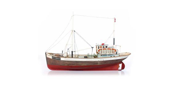 Bateau de pêche norvégien Framtid à coque pleine H0 1:87 Modèle de bateau kit Résine (PU), non peint Artitec 50.107-V  