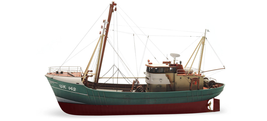 Cotre de pêche de la mer du Nord à coque pleine H0 1:87 Modèle de bateau kit Résine (PU), non peint Artitec 50.151  
