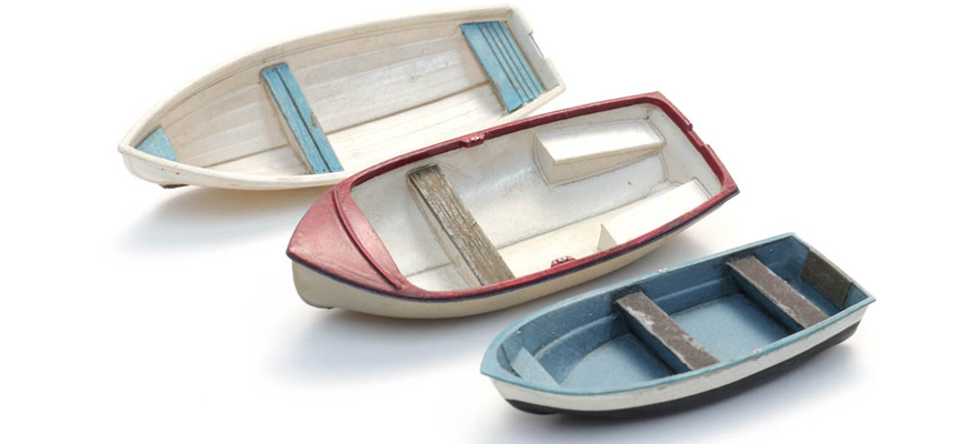 Bateaux à rames en polyester (3x) H0 1:87 Modèle de bateau kit Résine (PU), non peint Artitec 50.152  