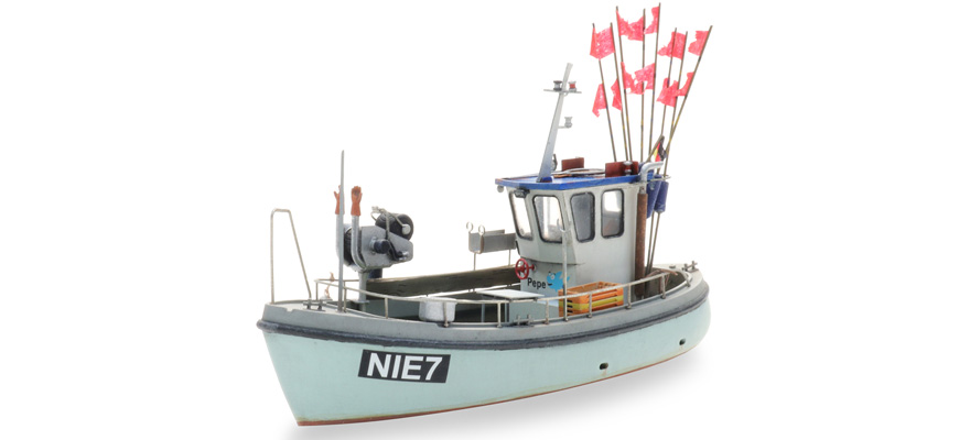 Petit bateau de pêche ligne de flottaison H0 1:87 Modèle de bateau kit Résine (PU), non peint Artitec 50.153  