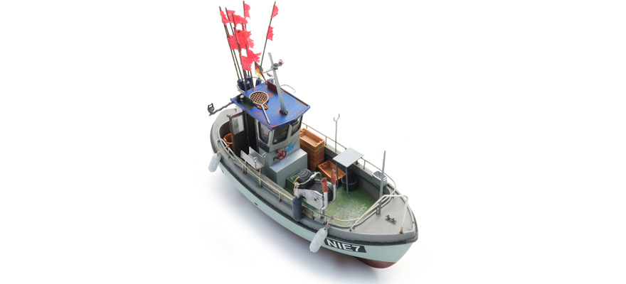 Petit bateau de pêche à coque pleine H0 1:87 Modèle de bateau kit Résine (PU), non peint Artitec 50.154  