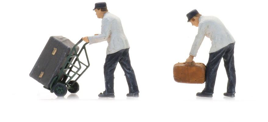 Personnel de voie NS avec fourgon à bagages (2x) H0 1:87 Modèle fini Figurines, peintes Artitec 5870010  