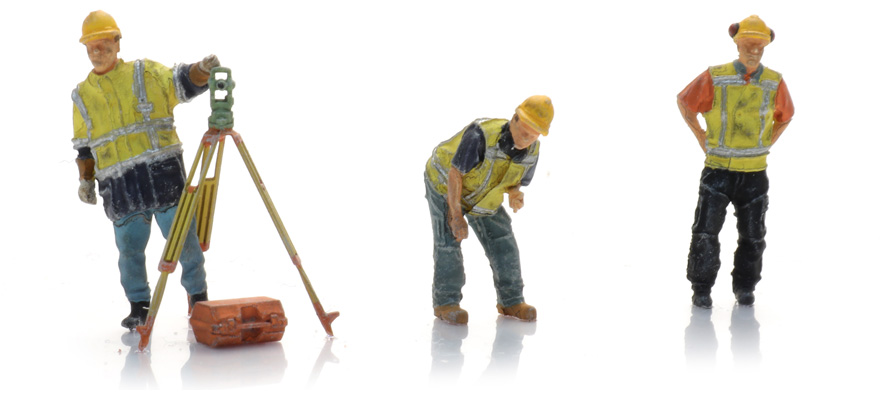 Ouvrier de la voie avec théodolite à partir de 1990 (3x) H0 1:87 Modèle fini Figurines, peintes Artitec 5870038  