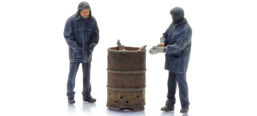 Travailleur ferroviaire avec tonneau de feu (2x) H0 1:87 Modèle fini Figurines, peintes Artitec 5870048  