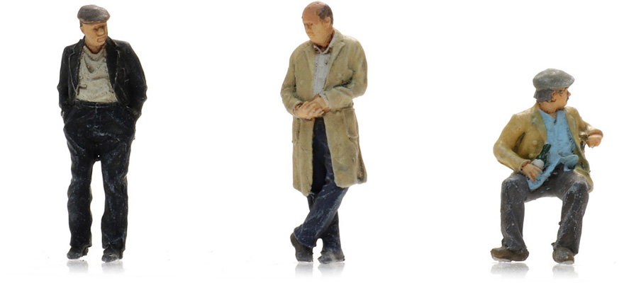 Hommes qui traînent (3x) H0 1:87 Modèle fini Figurines, peintes Artitec 5870053  
