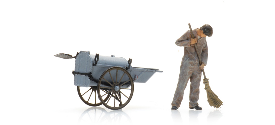 Balayeur de rue avec charrette (1x) H0 1:87 Modèle fini Figurines, peintes Artitec 5870055  