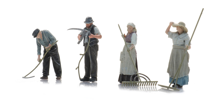 Récolte de foin à la faux (4x) H0 1:87 Modèle fini Figurines, peintes Artitec 5870073  