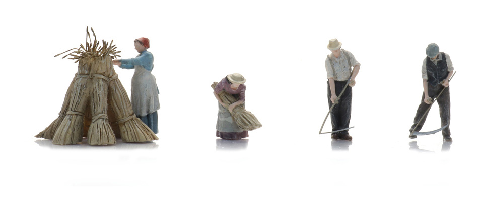 Récolte du blé à la faux (4x) H0 1:87 Modèle fini Figurines, peintes Artitec 5870075  