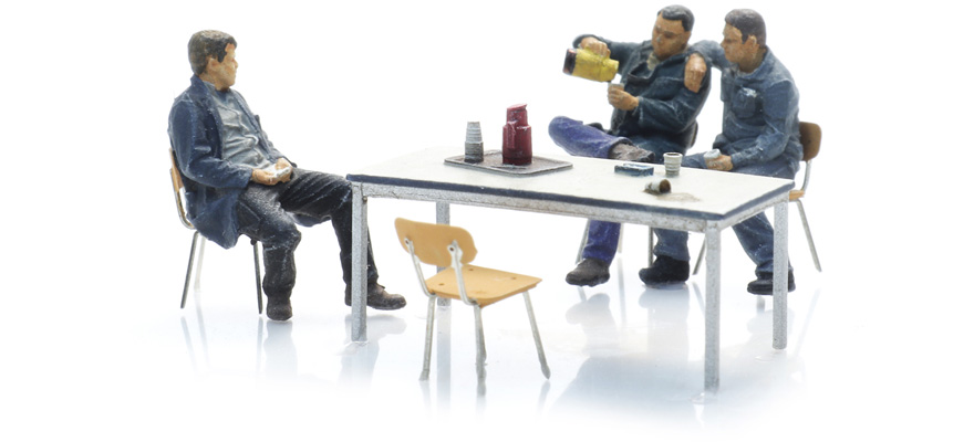 Travailleurs sidérurgiques - pause de midi (3x) H0 1:87 Modèle fini Figurines, peintes Artitec 5870084  