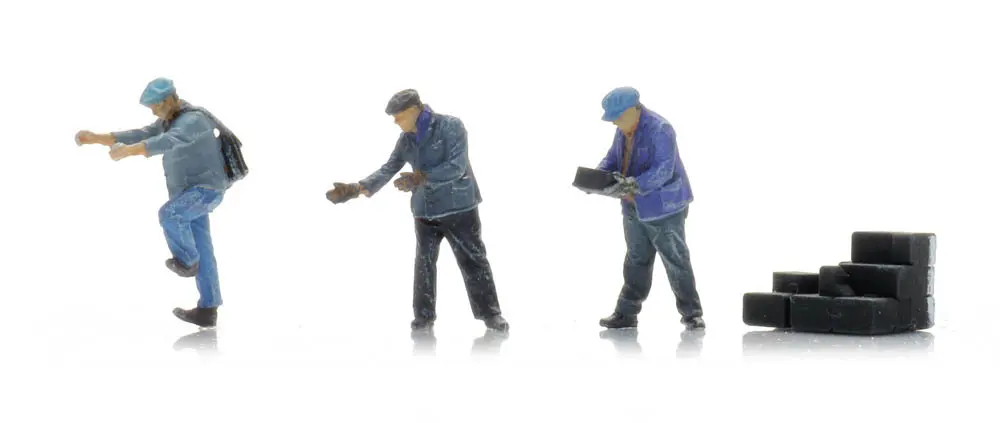 SNCF Chargement de briquettes (3x) H0 1:87 Modèle fini Figurines, peintes Artitec 5870089  